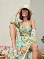 Moana Ruched Bustier & Scarf Sarong Skirt Set