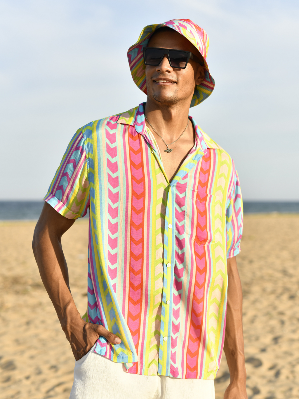 Juicy Cacti Hawaiian Shirt & White Pants