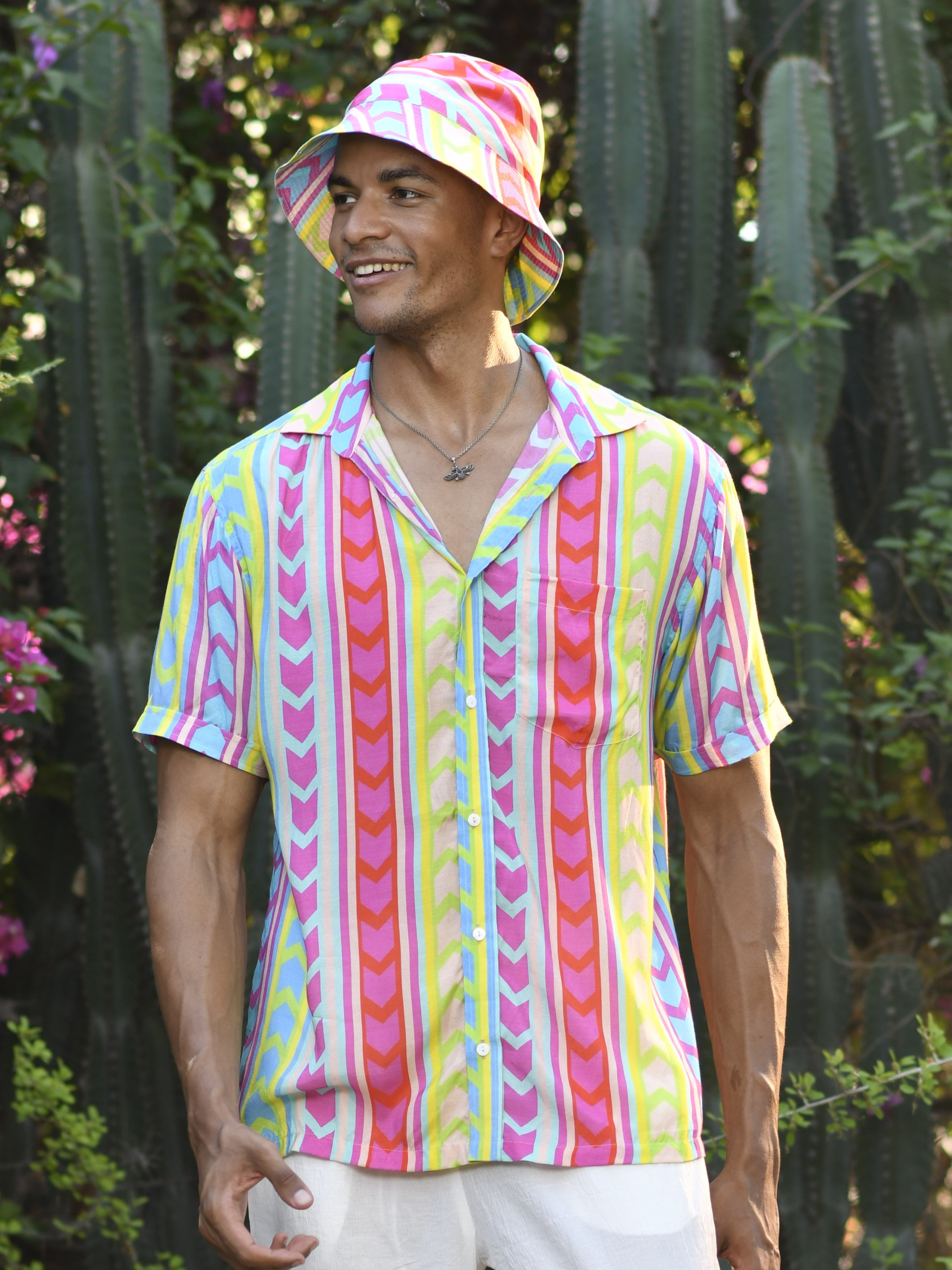 Juicy Cacti Hawaiian Shirt & White Pants